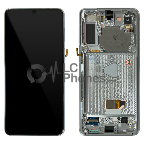 Samsung Galaxy S21+ 5G G996 - Full Front LCD Digitizer With Frame Phantom Silver < Service Pack > Without Camera