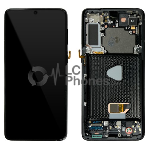 Samsung Galaxy S21+ 5G G996 - Full Front LCD Digitizer With Frame Phantom Black < Service Pack > Without Camera