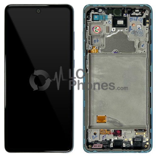 Samsung Galaxy A72 A725 - Full Front LCD Digitizer With Frame Awesome Blue < Service Pack >