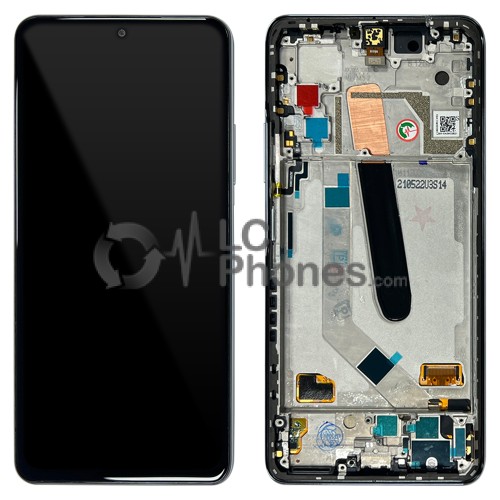 Xiaomi Poco F3 - Full Front LCD Digitizer with Frame Arctic White < Service Pack >