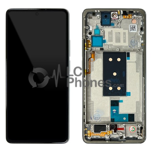 Xiaomi 11T Pro - Full Front LCD Digitizer with Frame Moonlight White < Service Pack >