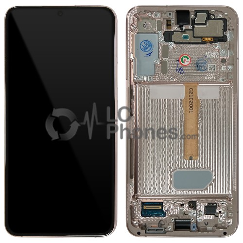 Samsung Galaxy S22 Plus 5G S906 - Full Front LCD Digitizer with Frame Pink Gold < Service Pack >