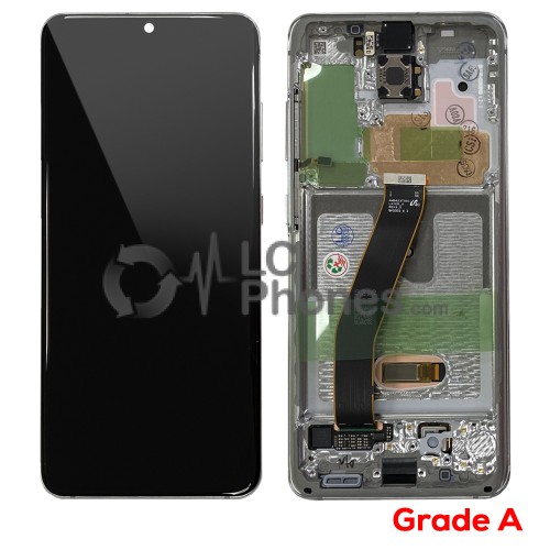 Samsung Galaxy S20 G980 / G981 - Full Front LCD Digitizer With Frame Cloud White (Original Used) Grade A