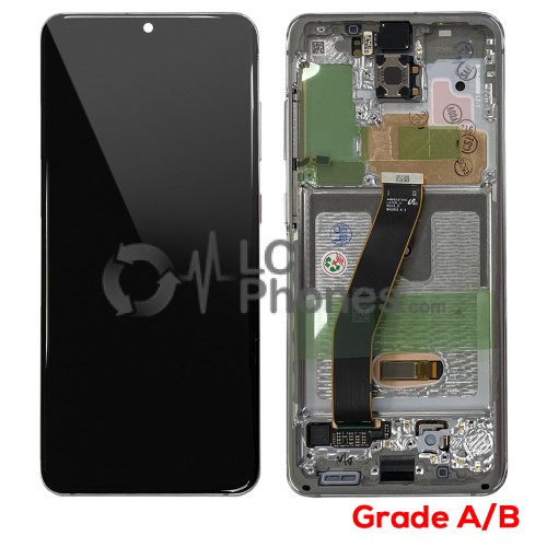 Samsung Galaxy S20 G980 / G981 - Full Front LCD Digitizer With Frame Cloud White (Original Used) Grade A/B