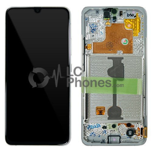 Samsung Galaxy A90 5G A908B - Full Front LCD Digitizer with Frame White < Service Pack >