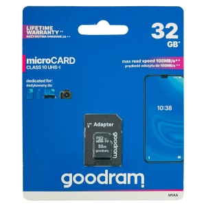 GoodRam - MicroSDXC Memory Card 32GB Class 10 UHS-I + SD Adapter