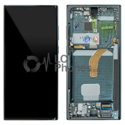 Samsung Galaxy S22 Ultra 5G S908 - Full Front LCD Digitizer with Frame Green < Service Pack >