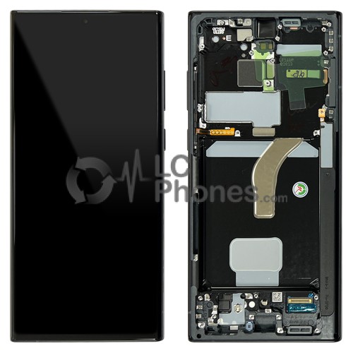 Samsung Galaxy S22 Ultra 5G S908 - Full Front LCD Digitizer with Frame Graphite < Service Pack >