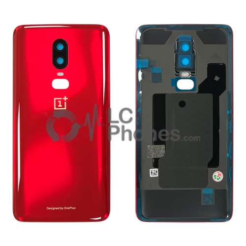 OnePlus 6 - Battery Cover with Adhesive & Camera Lens Amber Red