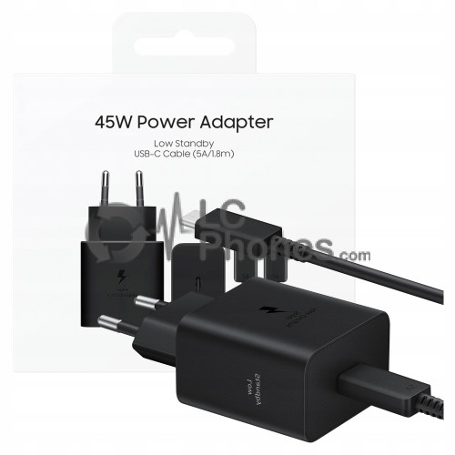 Samsung - Original PD Wall Charger (45W) + USB C Cable 1M EP-T4511XBEGEU Black