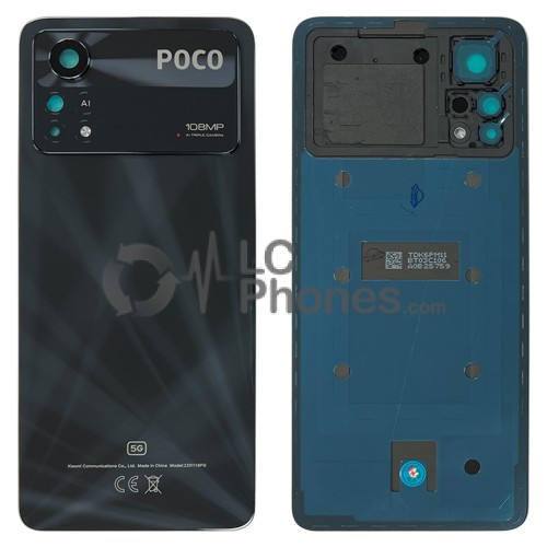 Xiaomi Poco X4 Pro 5G 2201116PG - Battery Cover with Adhesive & Camera Lens Laser Black