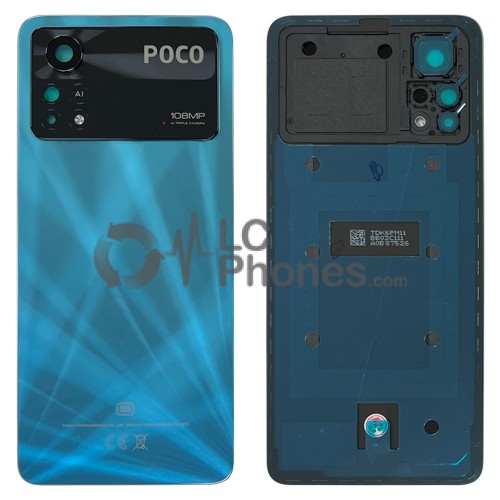 Xiaomi Poco X4 Pro 5G 2201116PG - Battery Cover with Adhesive & Camera Lens Laser Blue