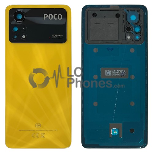 Xiaomi Poco X4 Pro 5G 2201116PG - Battery Cover with Adhesive & Camera Lens Poco Yellow