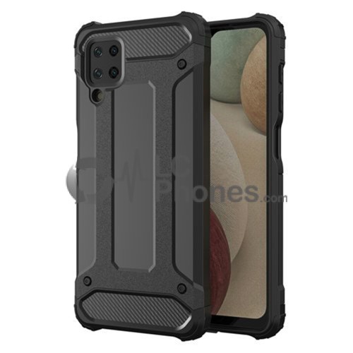 Samsung Galaxy A12 A125 / A12 Nacho A127 / M12 M127 - Hybrid Armor Tough Rugged Cover Case Black