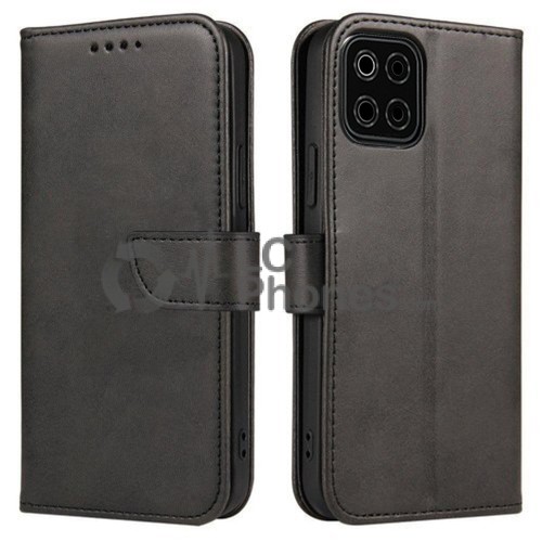 Samsung Galaxy A12 A125 / A12 Nacho A127 / M12 M127 - Magnet Elegant Flip Cover Case Black