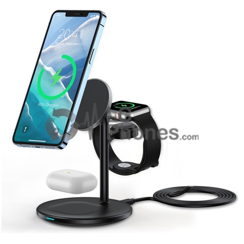 Choetech - T585-F 3in1 Magnetic Wireless Charger Station for iPhone (Magsafe), AirPods Pro and Apple Watch Black