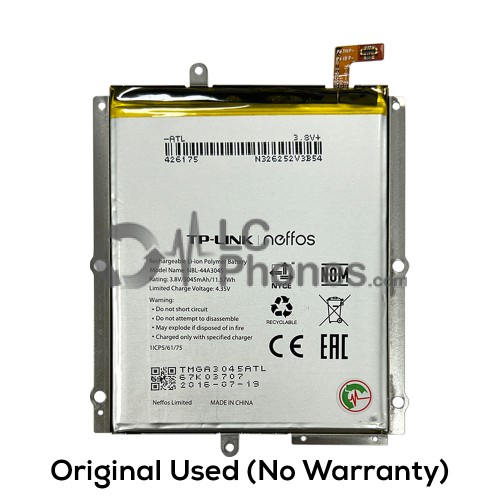 TP-Link Neffos C5 Max TP702A - (Original Used) Battery NBL-44A3045 2045mAh 11.57Wh (No Warranty)