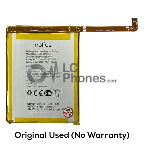 TP-Link Neffos C9A TP706A - (Original Used) Battery NBL-40A2920 2920mAh 11.24Wh (No Warranty)