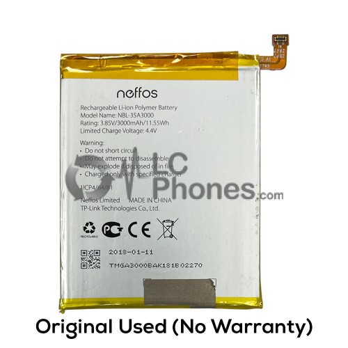 TP-Link Neffos X1 Max TP903A - (Original Used) Battery NBL-35A3000 3000mAh 11.55Wh (No Warranty)