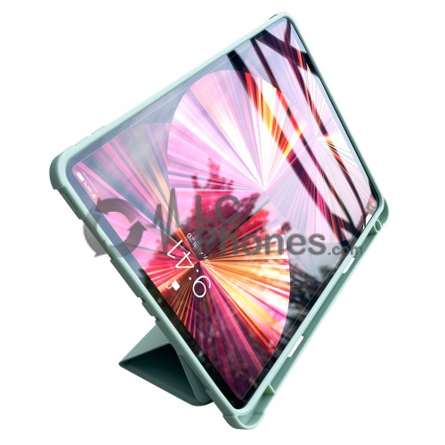 iPad Air 4th Gen 2020 A2316 A2324 A2325 A2072 / Air 5th Gen 2022 A2589 A2591 -  Tri-folding Smart Leather Flip + PC Back Case Green