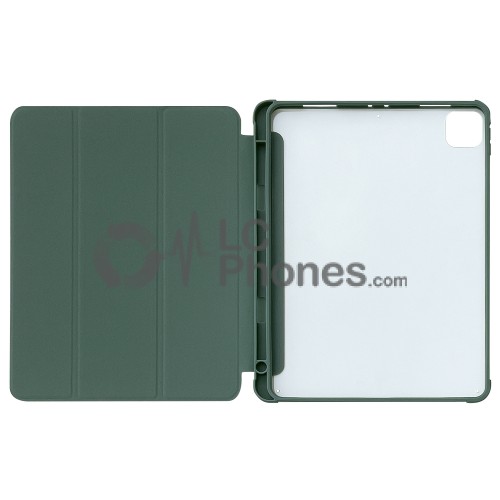 iPad Air 4th Gen 2020 A2316 A2324 A2325 A2072 / Air 5th Gen 2022 A2589 A2591 -  Tri-folding Smart Leather Flip + PC Back Case Green