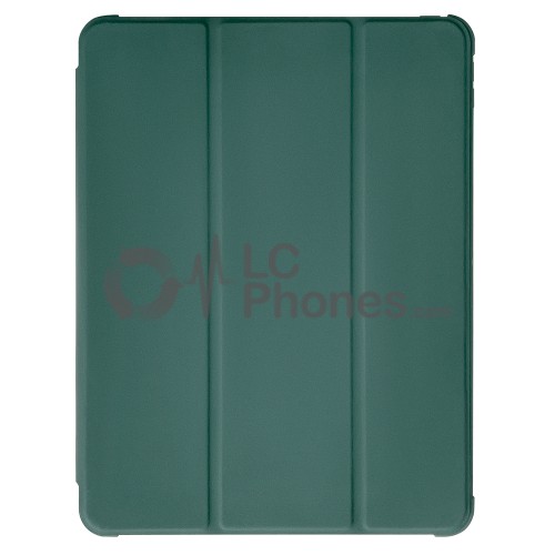 iPad Air 4th Gen 2020 A2316 A2324 A2325 A2072 / Air 5th Gen 2022 A2589 A2591 -  Tri-folding Smart Leather Flip + PC Back Case Green