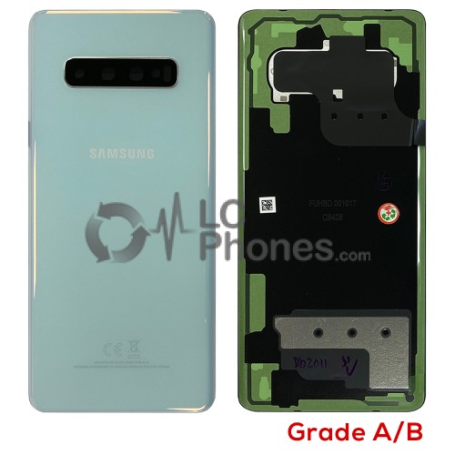 Samsung Galaxy S10 Plus G975F - Original Battery Cover Prism White with Camera Lens (Original Used) Grade A/B