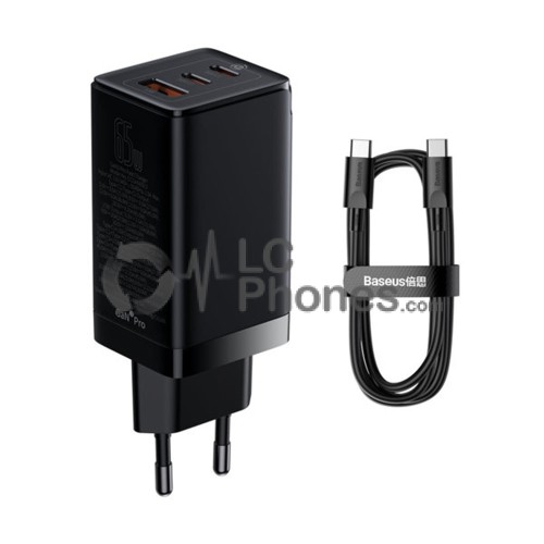 Baseus - GaN3 Pro Quick Charger 2C+U 65W Black