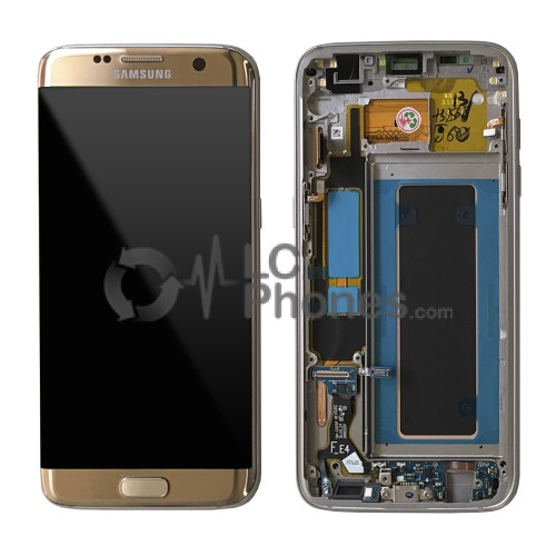 Samsung Galaxy S7 Edge G935F - Full Front LCD Digitizer with Frame Gold < Service Pack >