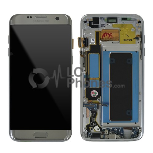 Samsung Galaxy S7 Edge G935F - Full front LCD Digitizer Silver With Frame < Service Pack >