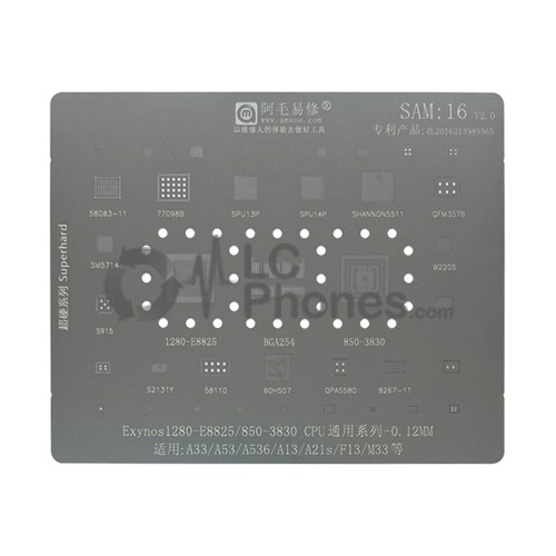 Amaoe - IC Repair BGA Rework Reballing Stencil Template for Samsung Galaxy A53 5G A536 / A33 5G A336 / A13 A135 / A21s A217 SAM:16