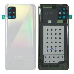 Samsung Galaxy A51 A515 - Battery Cover with Adhesive & Camera Lens Prism Crush White 