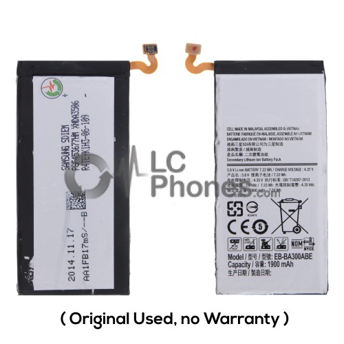 Samsung Galaxy A3 2015 A300 - (Original Used) Battery EB-BA300ABE 1900 mAh 7.22Wh (No Warranty)