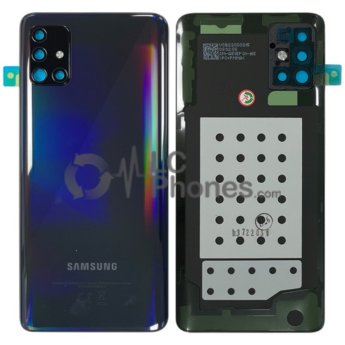 Samsung Galaxy A51 A515 - Battery Cover with Adhesive & Camera Lens Prism Crush Black < Service Pack >