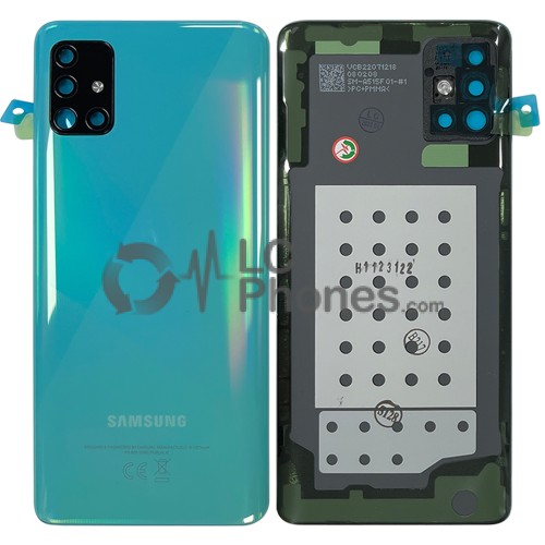 Samsung Galaxy A51 A515 - Battery Cover with Adhesive & Camera Lens Prism Crush Blue < Service Pack >