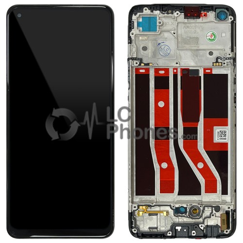 Oppo A74 CHP2219 / F19s CPH2219, CPH2223 - Full Front LCD Digitizer with Frame Black < Service Pack >