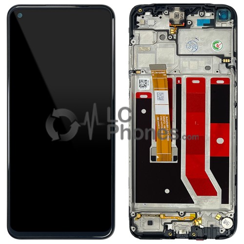 OPPO A53 2020 CPH2127 / A53s CPH2139, CPH2135 / A32 PDVM00 / A33 CPH2137 - Full Front LCD Digitizer with Frame Black < Service Pack >