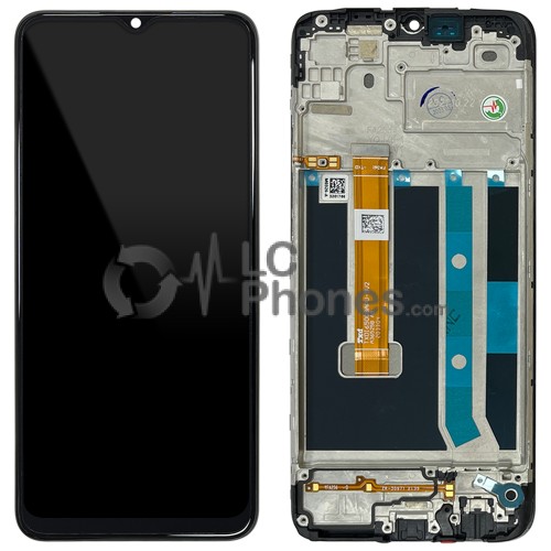 OPPO A15 CPH2185 / A15s CPH2179 - Full Front LCD Digitizer with Frame Black < Service Pack >