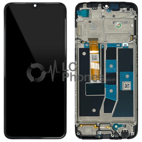 Oppo A16s CPH2271 - Full Front LCD Digitizer with Frame Black < Service Pack >