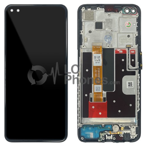 OPPO A92s PDKM00 / Reno4 Z 5G CPH2065 - Full Front LCD Digitizer with Frame Black < Service Pack >