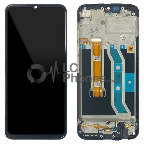 Realme C21Y RMX3261 RMX3263 - Full Front LCD Digitizer with Frame Black < Service Pack >