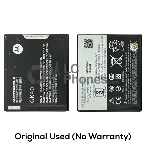 Motorola Moto G5 XT1676 / Moto G4 Play XT1607 / Moto E3 XT1700 - (Original Used) Battery GK40 2800mAh 10.6Wh (No Warranty)