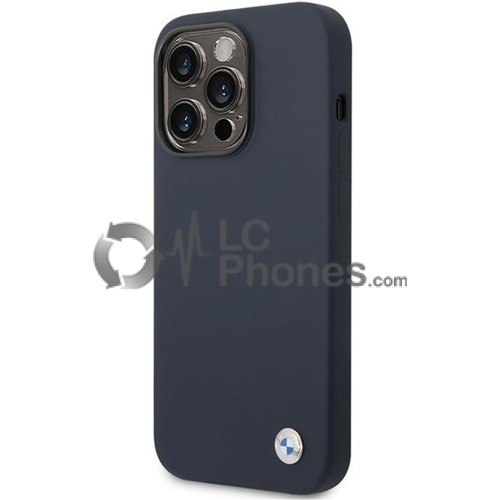 iPhone 14 Pro Max - BMW Silicone Metal Logo Case Navy Blue