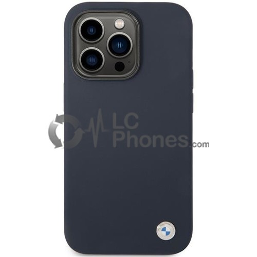 iPhone 14 Pro Max - BMW Silicone Metal Logo Case Navy Blue