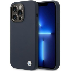 iPhone 14 Pro Max - BMW Silicone Metal Logo Case Navy Blue