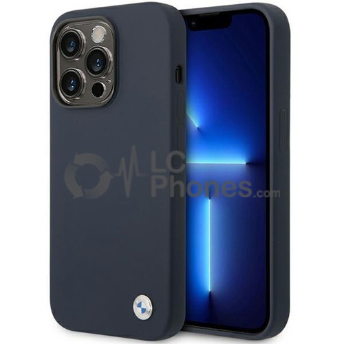 iPhone 14 Pro Max - BMW Silicone Metal Logo Case Navy Blue
