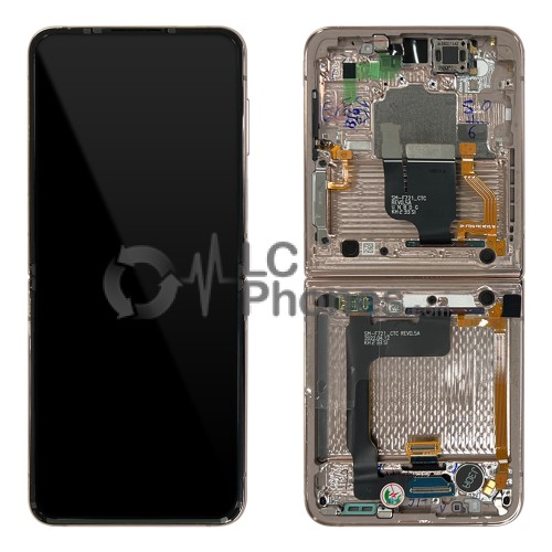 Samsung Galaxy Z Flip4 SM-F721B - Full Front LCD/AMOLED Digitizer with Frame Rose Gold < Service Pack >