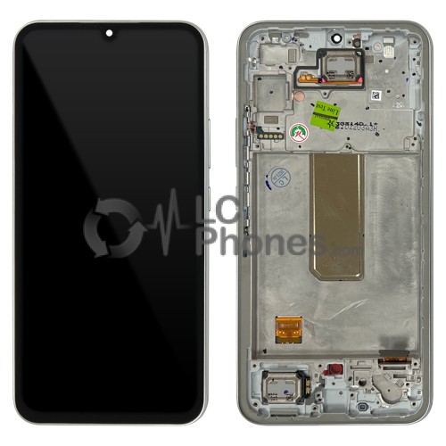 Samsung Galaxy A34 5G A346 - Full Front LCD Digitizer with Frame Silver < Service Pack >