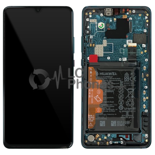 Huawei Mate 20 X 5G - Full Front LCD Digitizer Green with Frame & Battery < Service Pack >