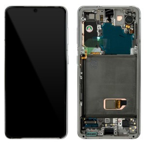 Samsung Galaxy S21 5G G991 - Full Front LCD Digitizer With Frame Phantom White  Without Camera